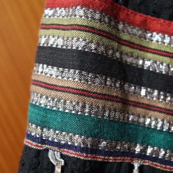 Ramona Rull Black Metallic Stripe Balloon Sleeve Vintage Dress 1X Retro - Picture 6 of 16